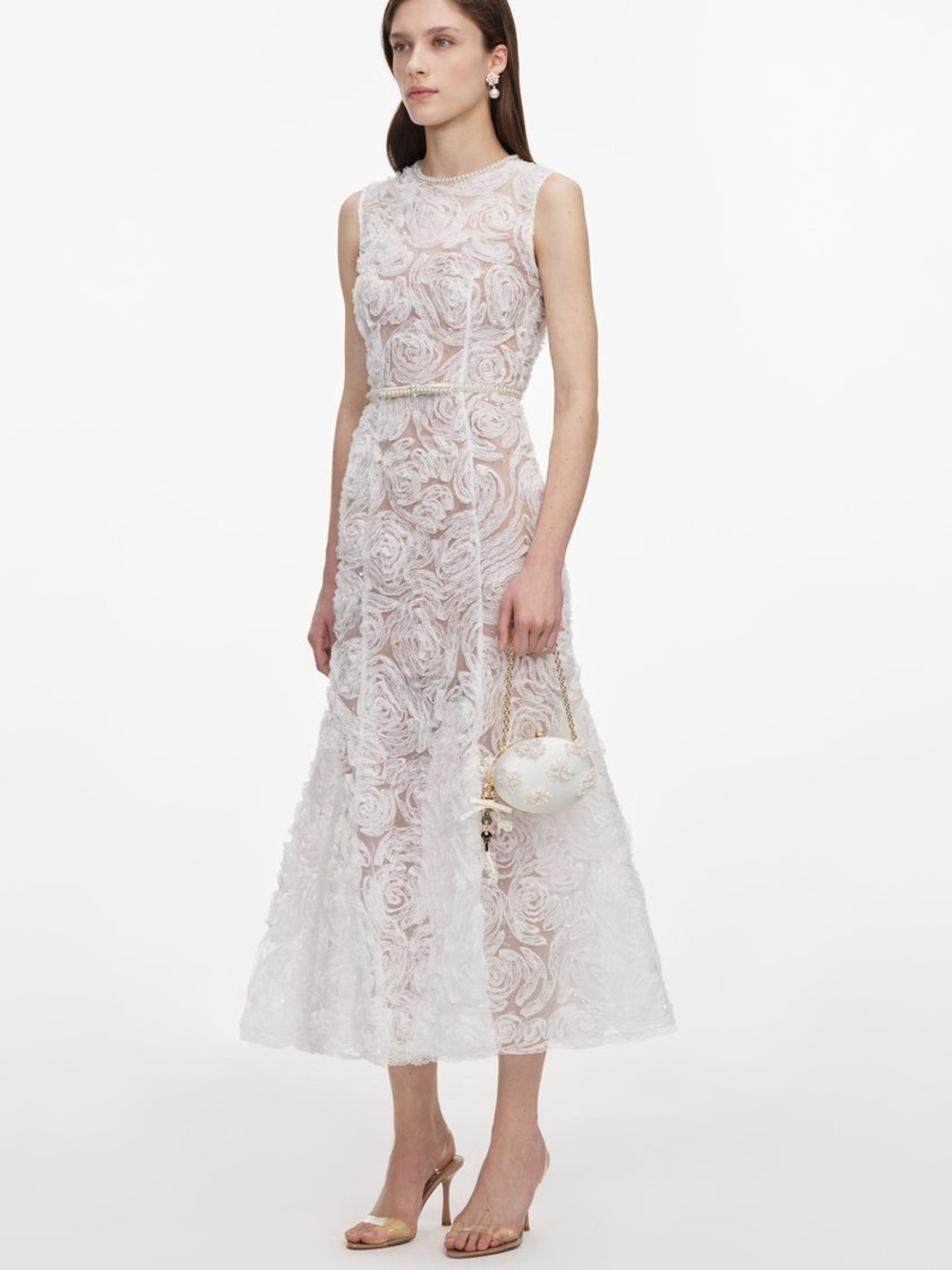 NWOT Self-Portrait White Tulle Lace Midi Dress - Picture 4 of 12